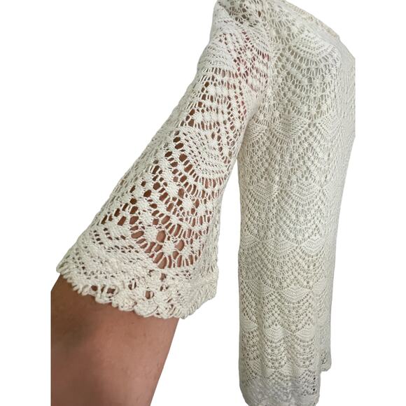 Lace Dress with Lasso Belt! Creamy Lace Short Dress, Lined, Sz 10 - Picture 3 of 7